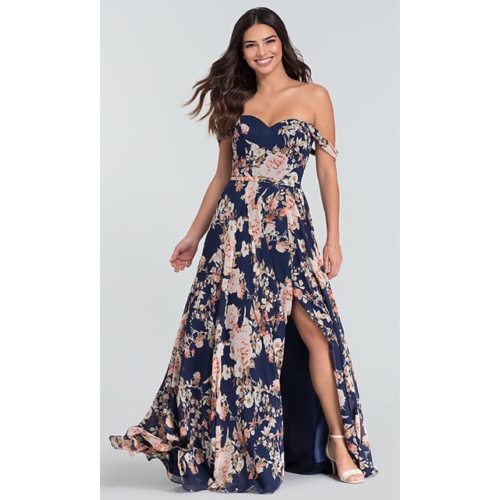 Kleinfeld Bridal Navy Floral Dress